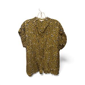 CAbi Yellow and Black Polka Dot Button Down Shirt